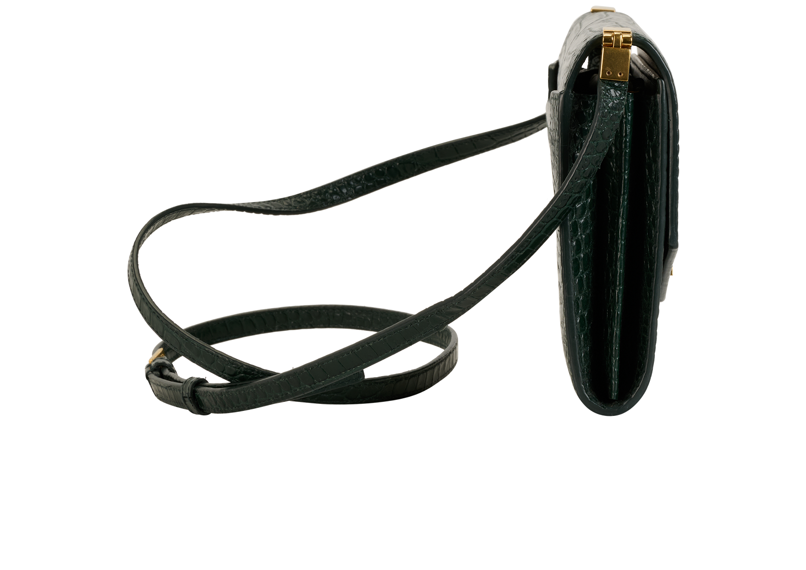 Croc-Embossed Uptown Crossbody, &pound;895, Handbags, Green, Leather, Side view